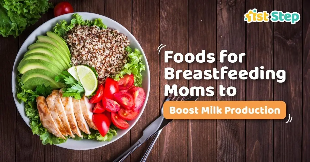 Lactation foods that may help increase milk supply including oatmeal, almonds, and leafy greens
